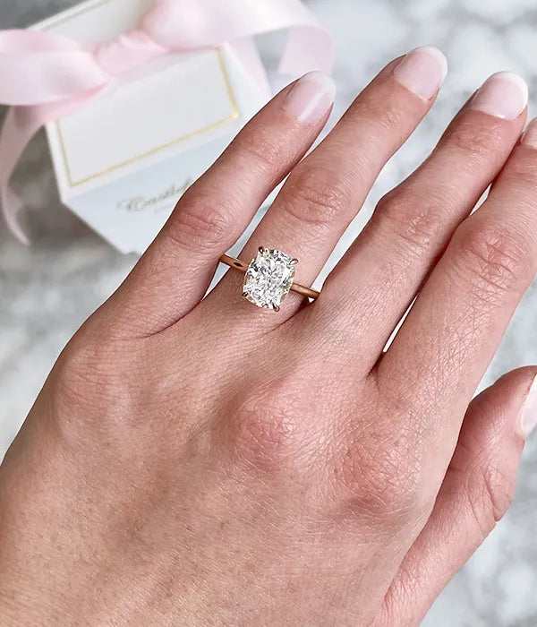 Cathedral Hidden Halo Diamond Ring