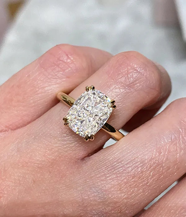 Double Prong Hidden Halo Basket Diamond Ring