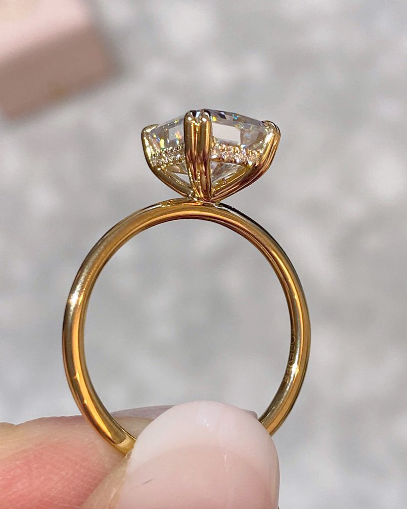 Classic Double Prong Hidden Halo Moissanite Engagement Ring