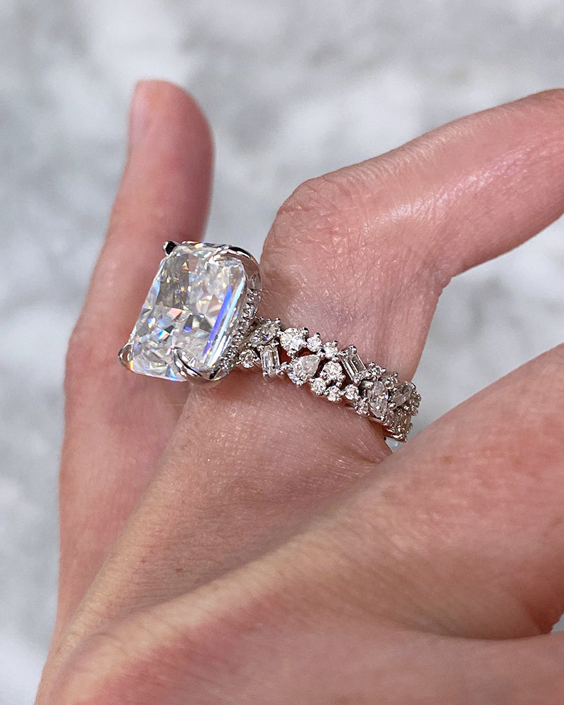 Mixed Shape Band Moissanite Engagement Ring