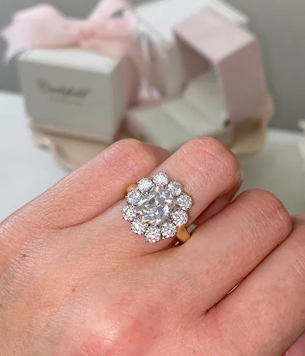 Antique Cluster Two-Tone Engagement Ring