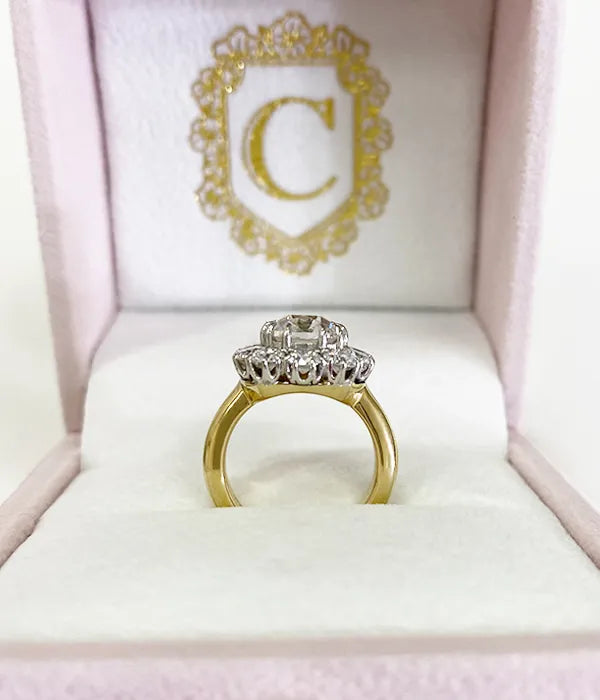 Antique Cluster Two-Tone Diamond Ring
