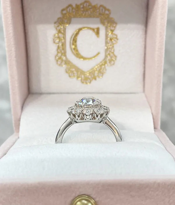 Antique Cluster Two-Tone Engagement Ring