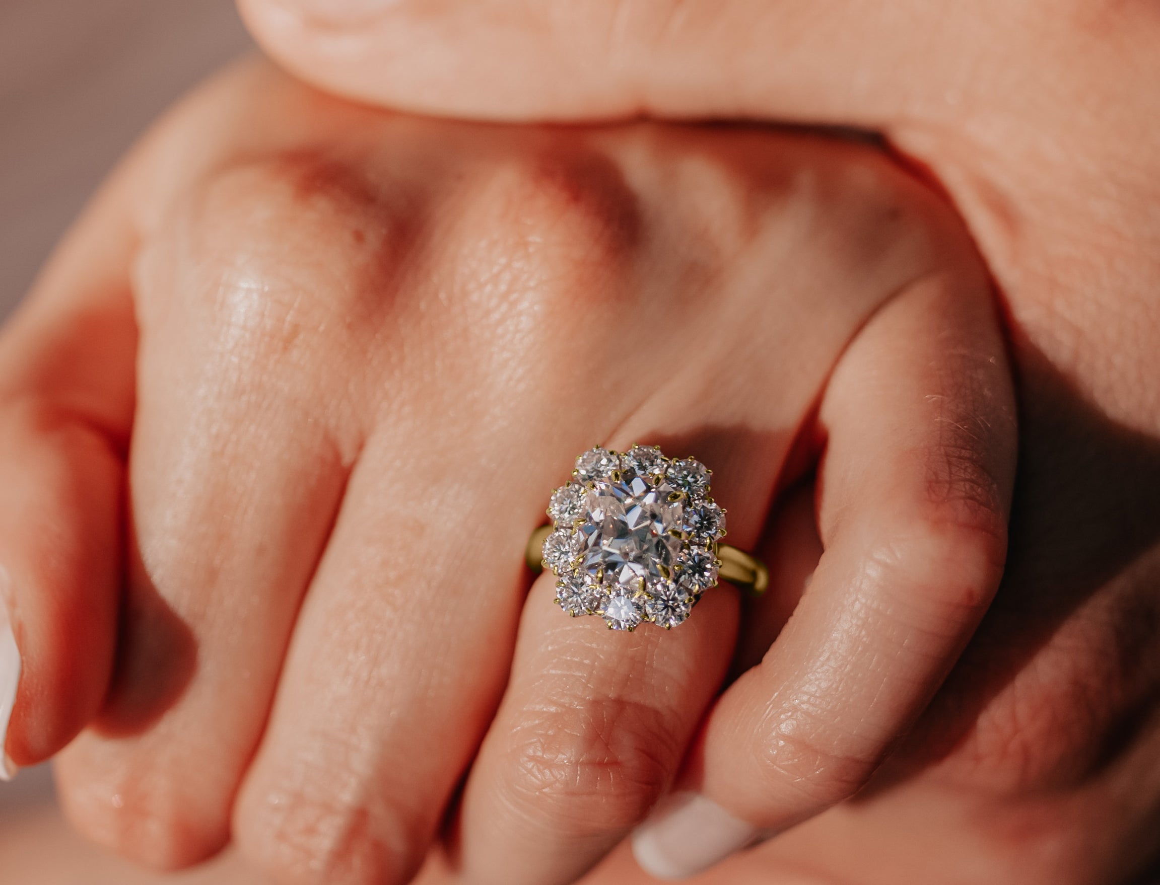 Antique Cluster Two-Tone Engagement Ring