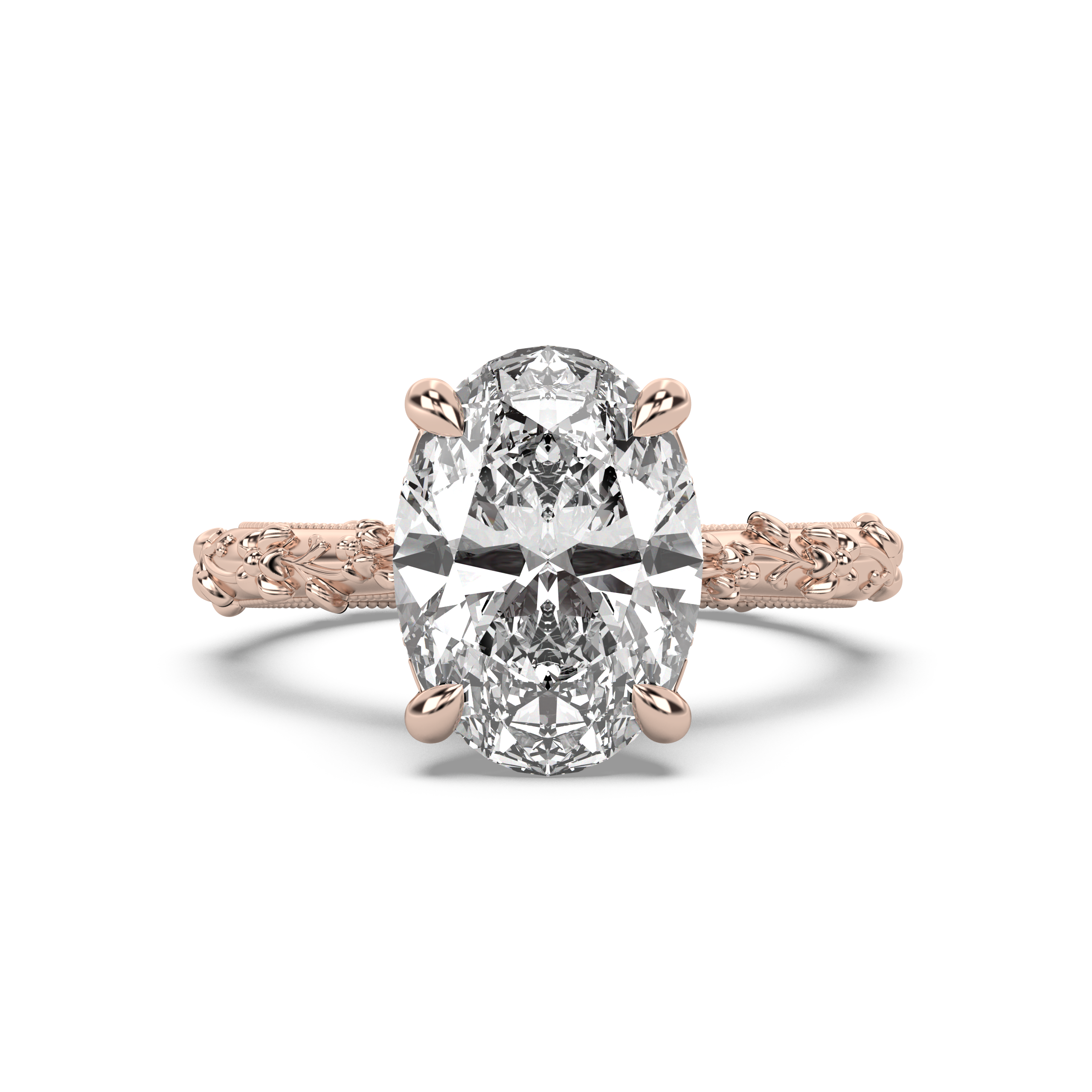 Intricate Floral Hidden Halo Diamond Engagement Ring Setting