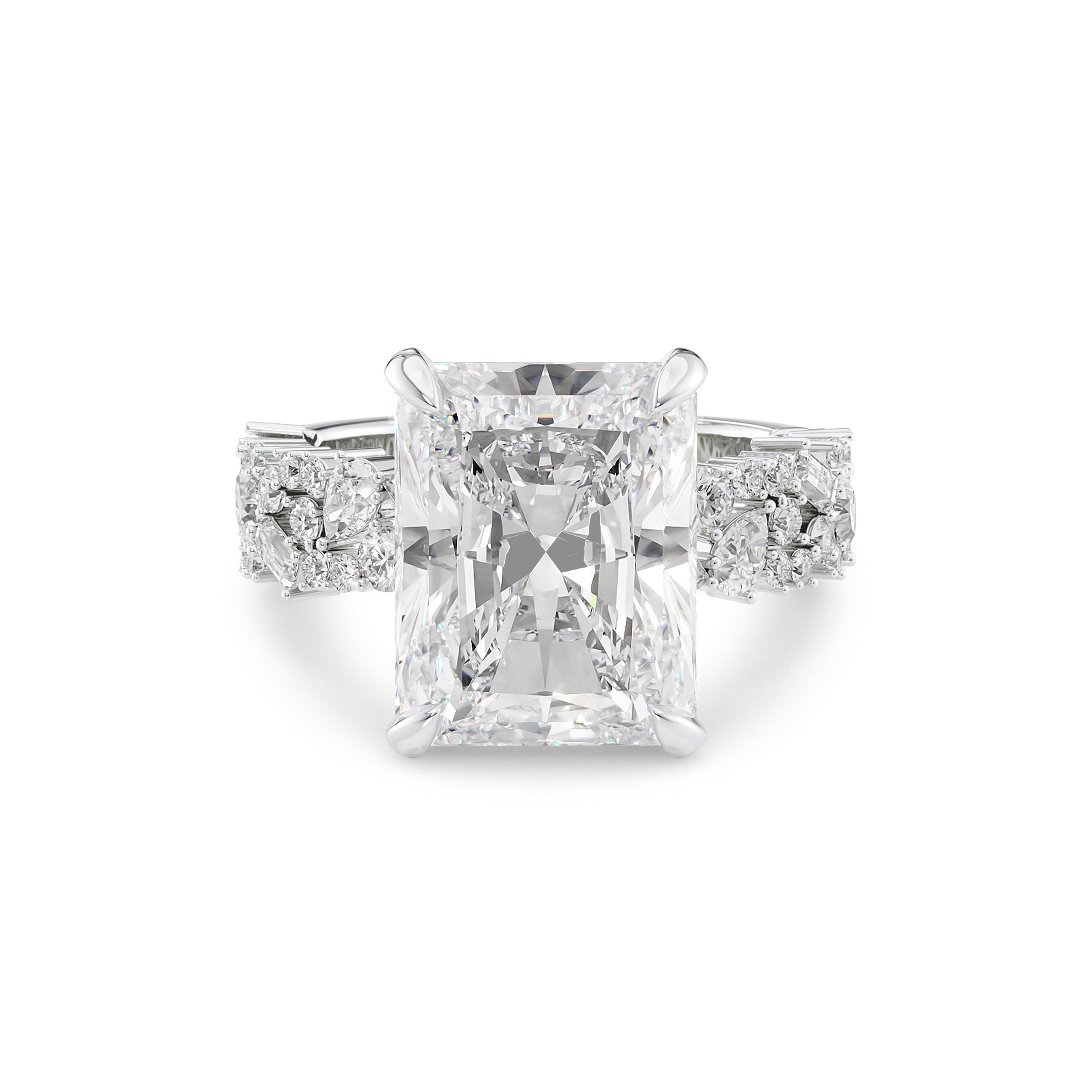 Mixed Shape Band Moissanite Engagement Ring