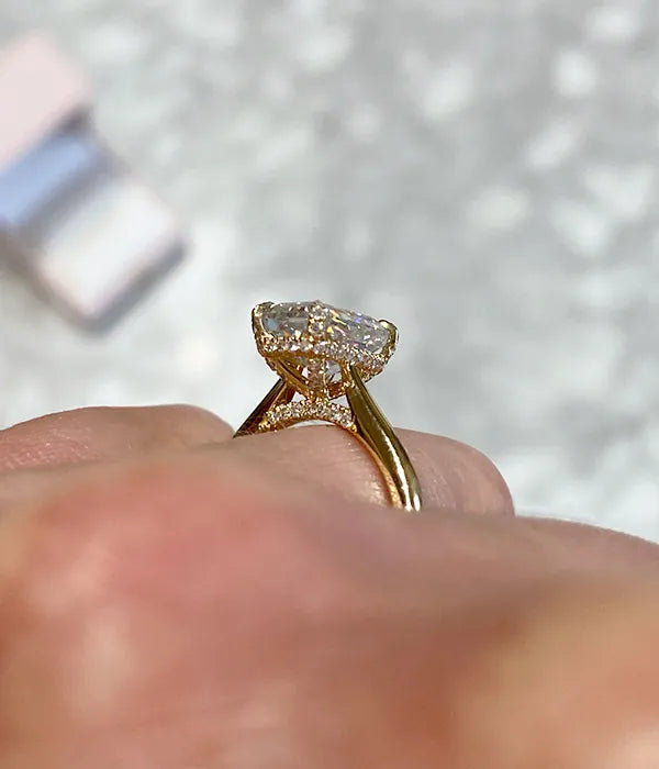 Cathedral Pavé Basket and Bridge Diamond Ring