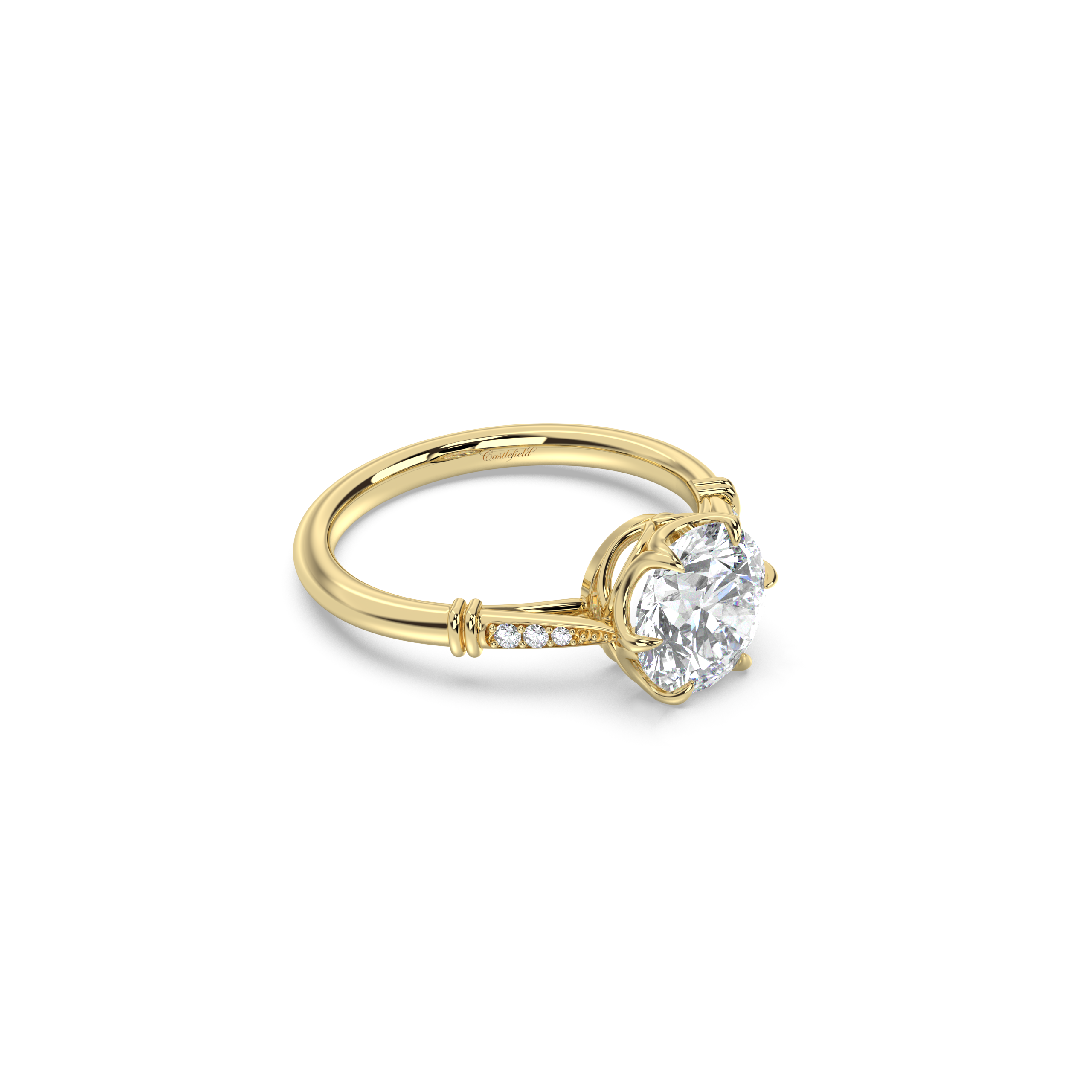 Cathedral Basket Micro Pavé Diamond Ring