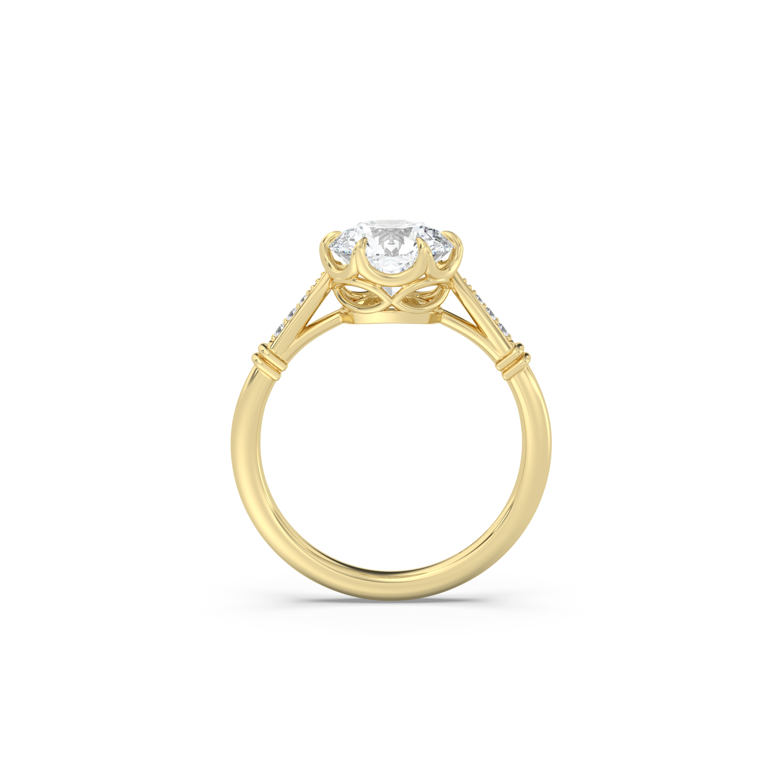 Cathedral Basket Micro Pavé Moissanite Engagement Ring
