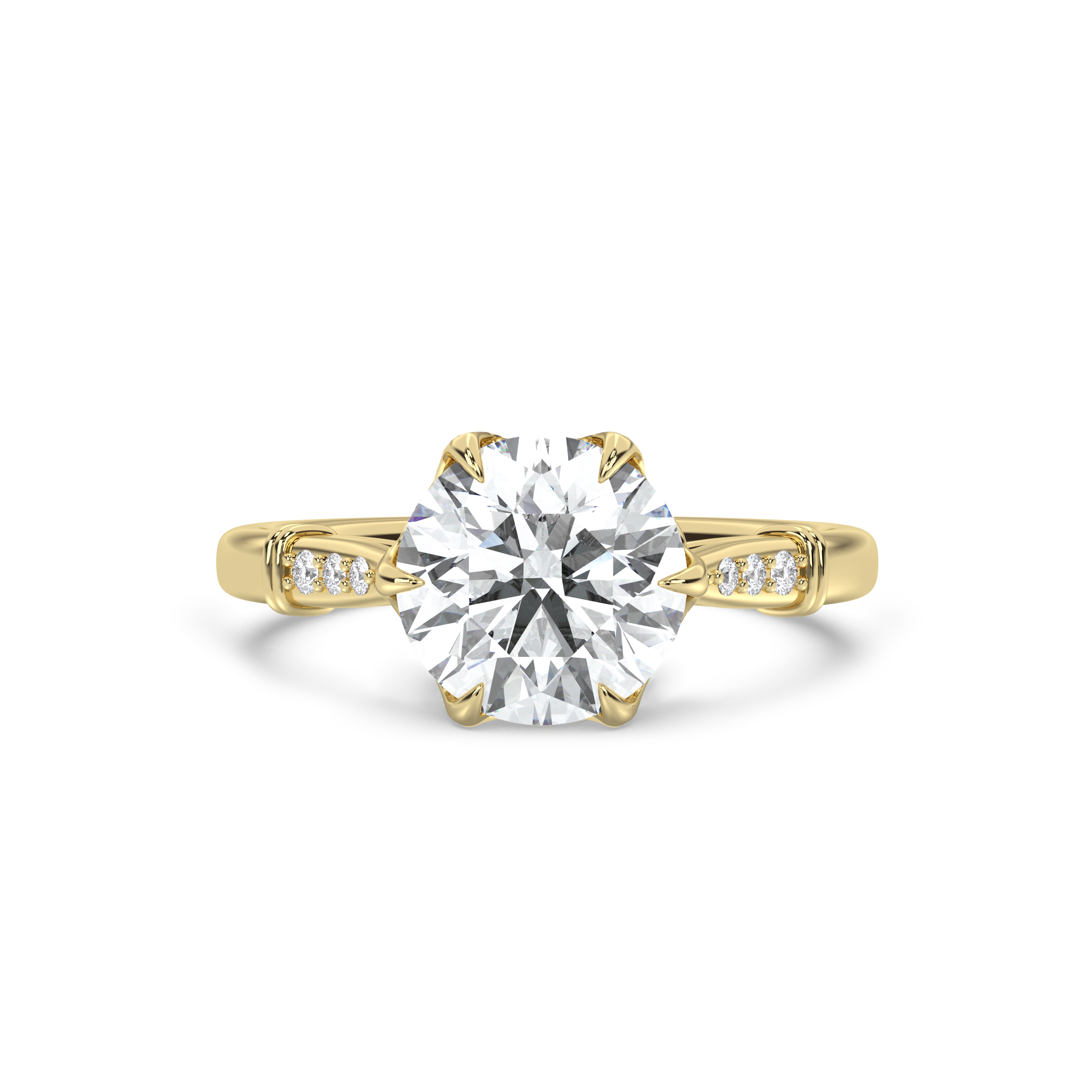 Cathedral Basket Micro Pavé Diamond Ring