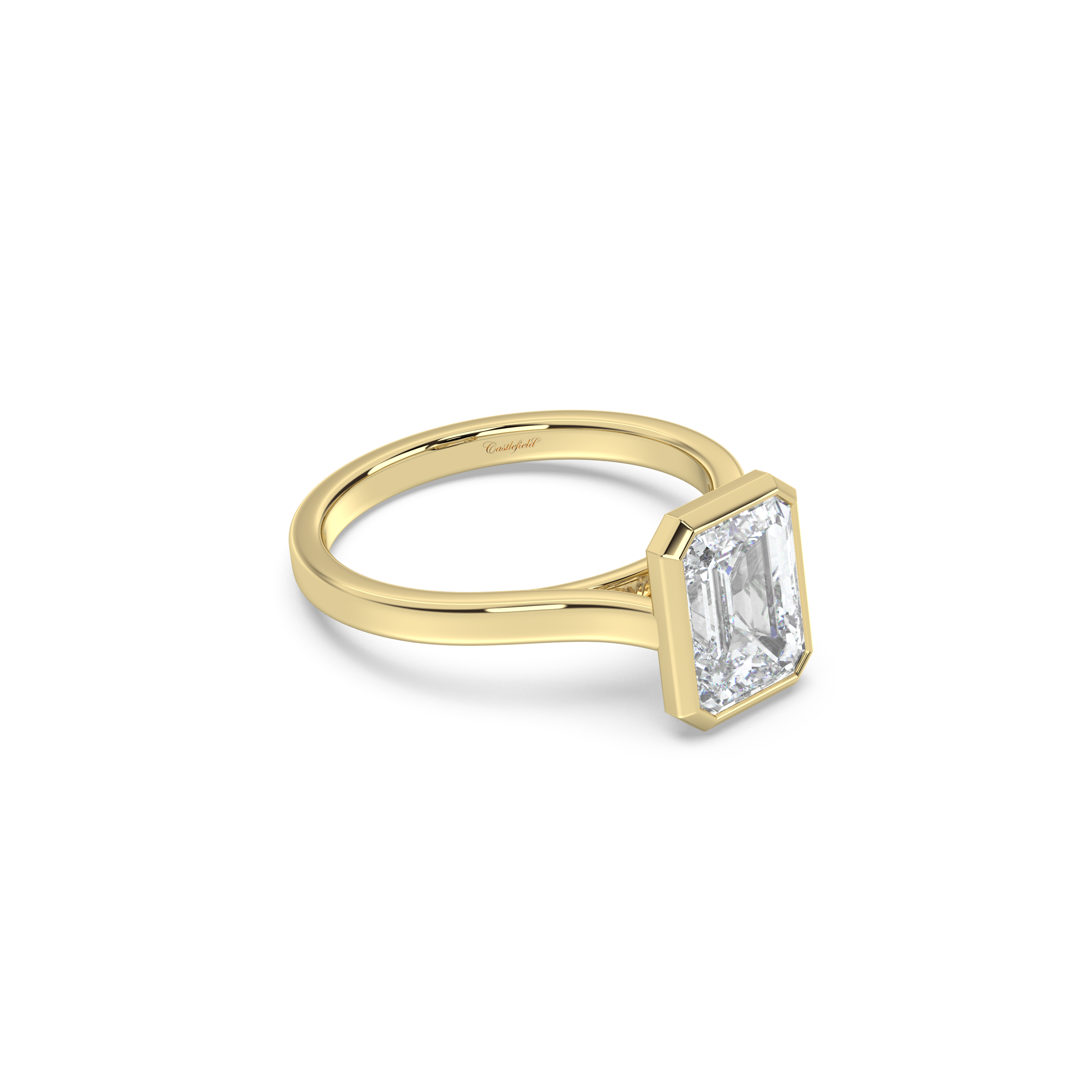 Cathedral Bezel Solitaire Moissanite Engagement Ring