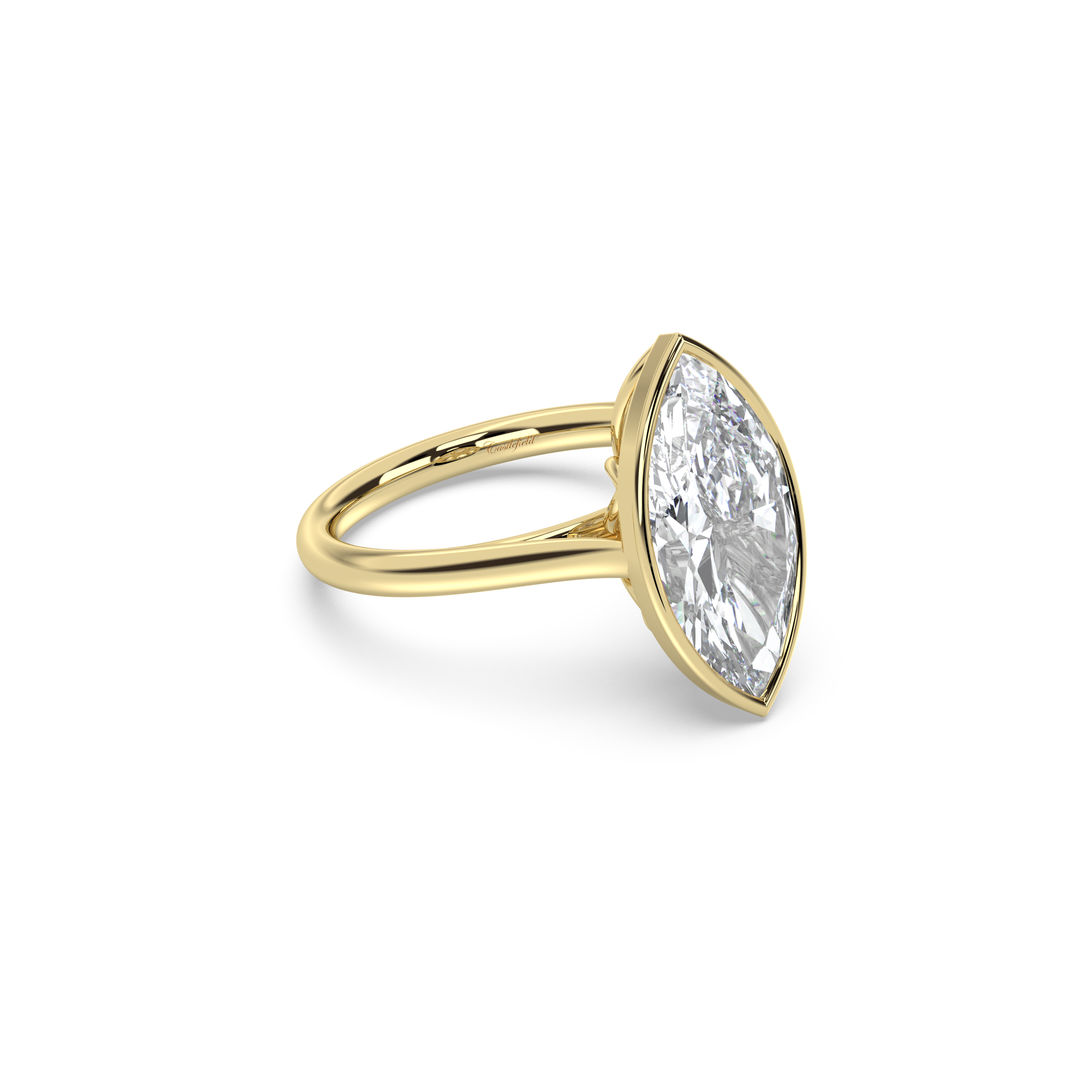 Cathedral Bezel Solitaire with Petals Moissanite Engagement Ring