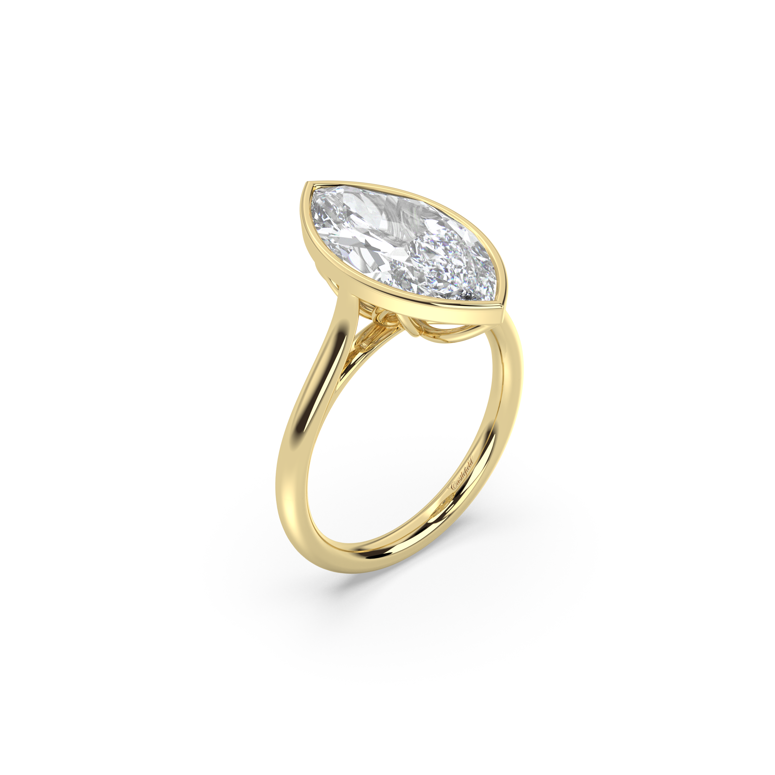 Cathedral Bezel Solitaire with Petals Moissanite Engagement Ring