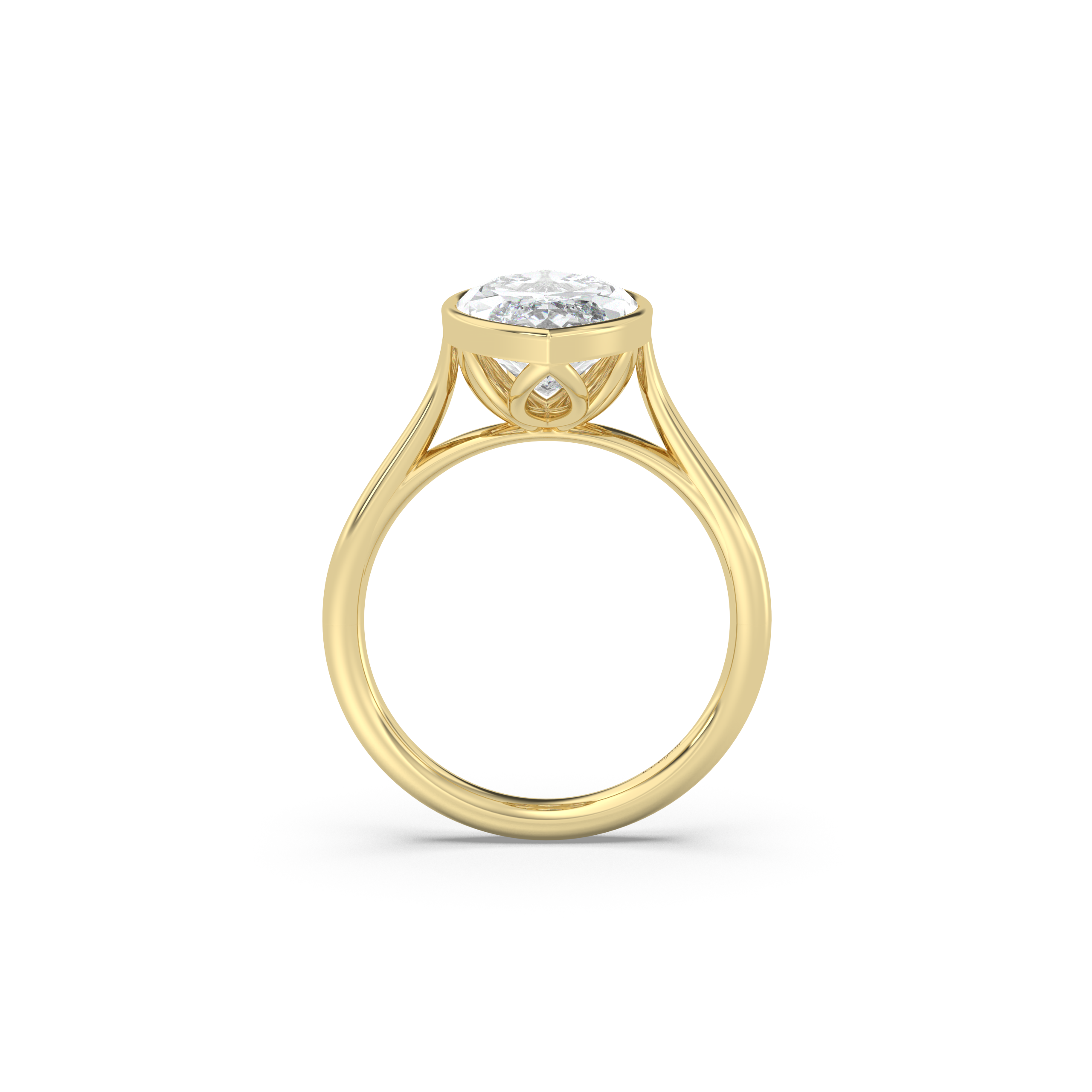 Cathedral Bezel Solitaire with Petals Moissanite Engagement Ring