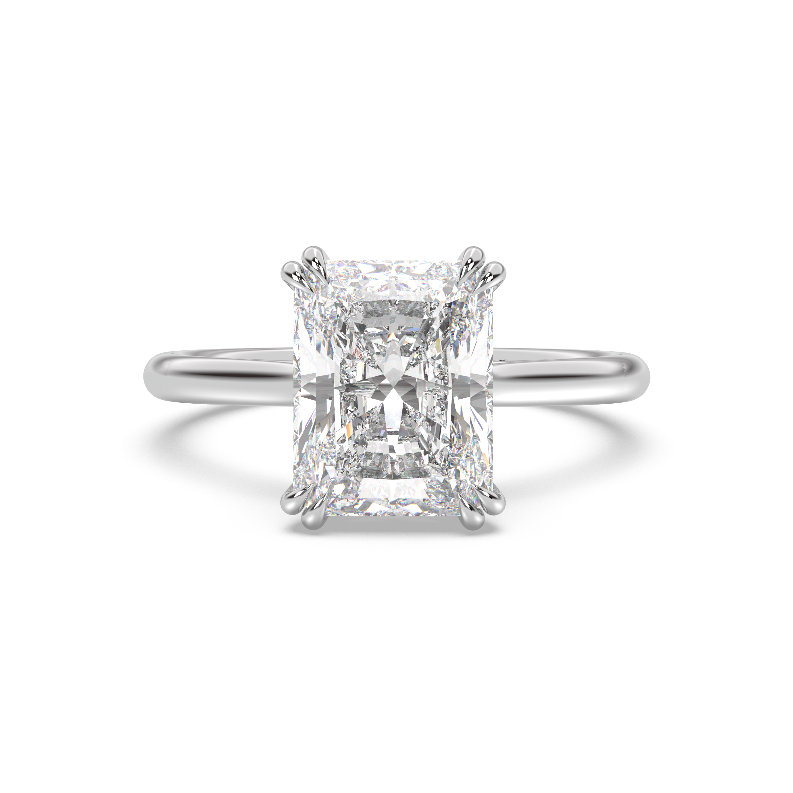 Cathedral Double Prong Hidden Halo Diamond Ring