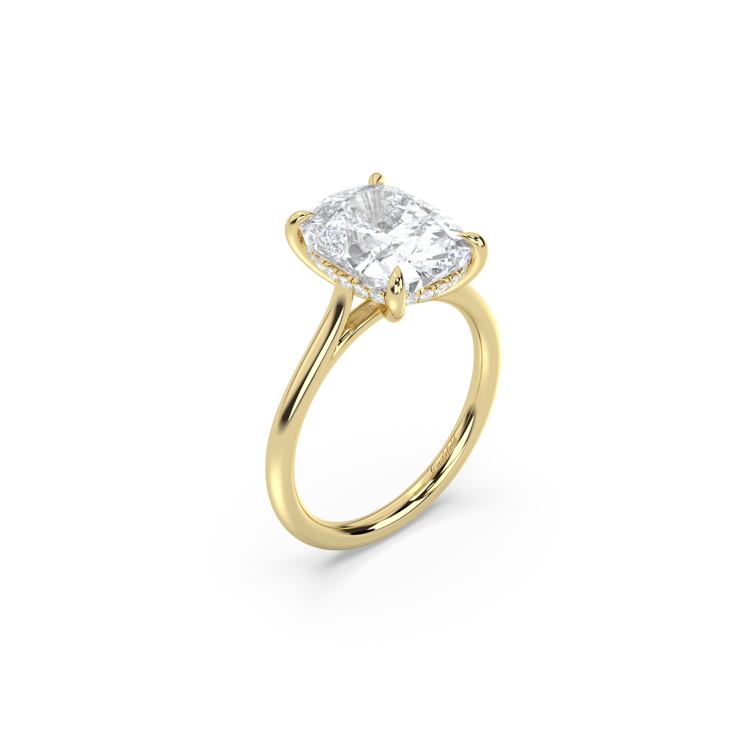 Cathedral Hidden Halo Engagement Ring