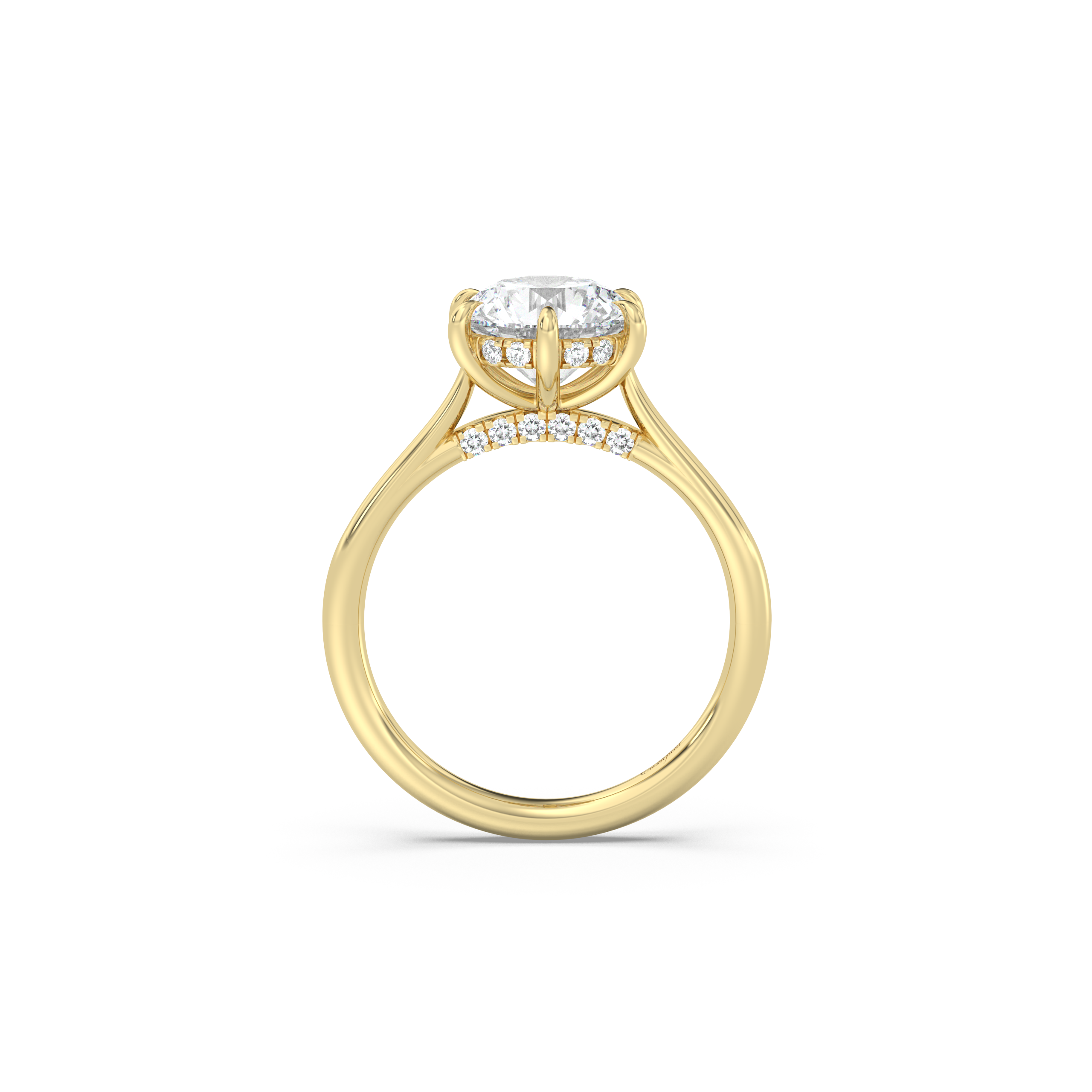 Cathedral 6-Prong Hidden Halo and Pavé Bridge Moissanite Engagement Ring