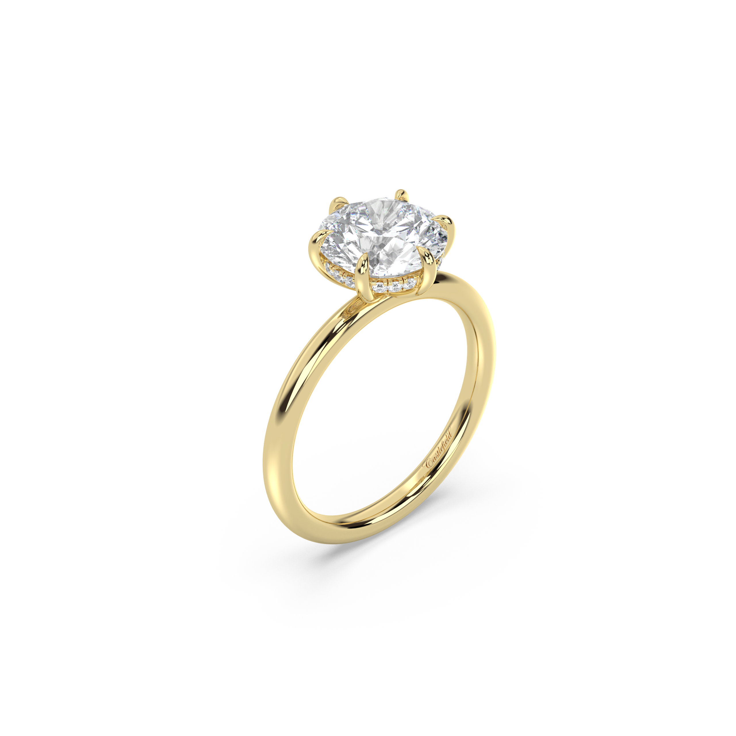 Classic 6 Prong Hidden Halo Diamond Ring Setting