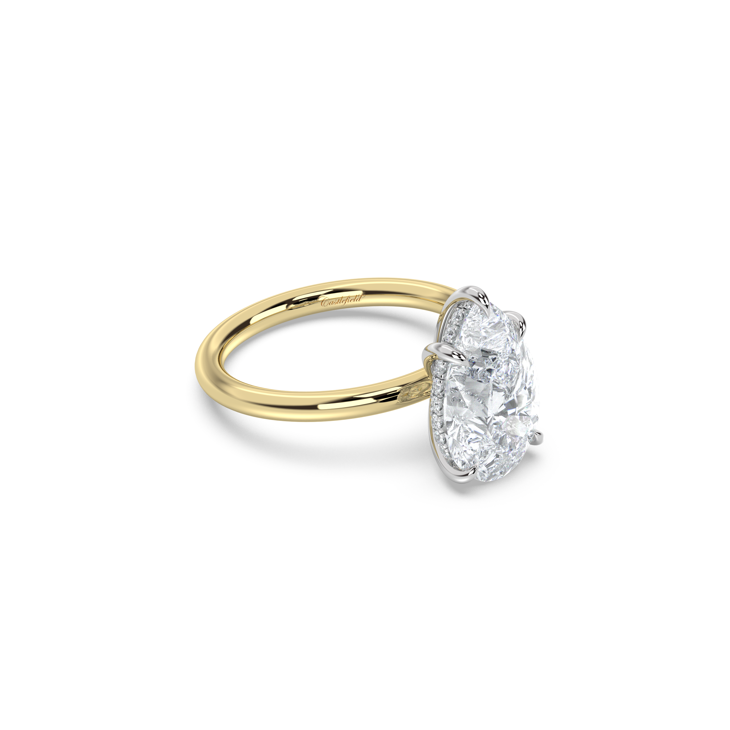 Classic Two-Tone Hidden Halo Moissanite Engagement Ring