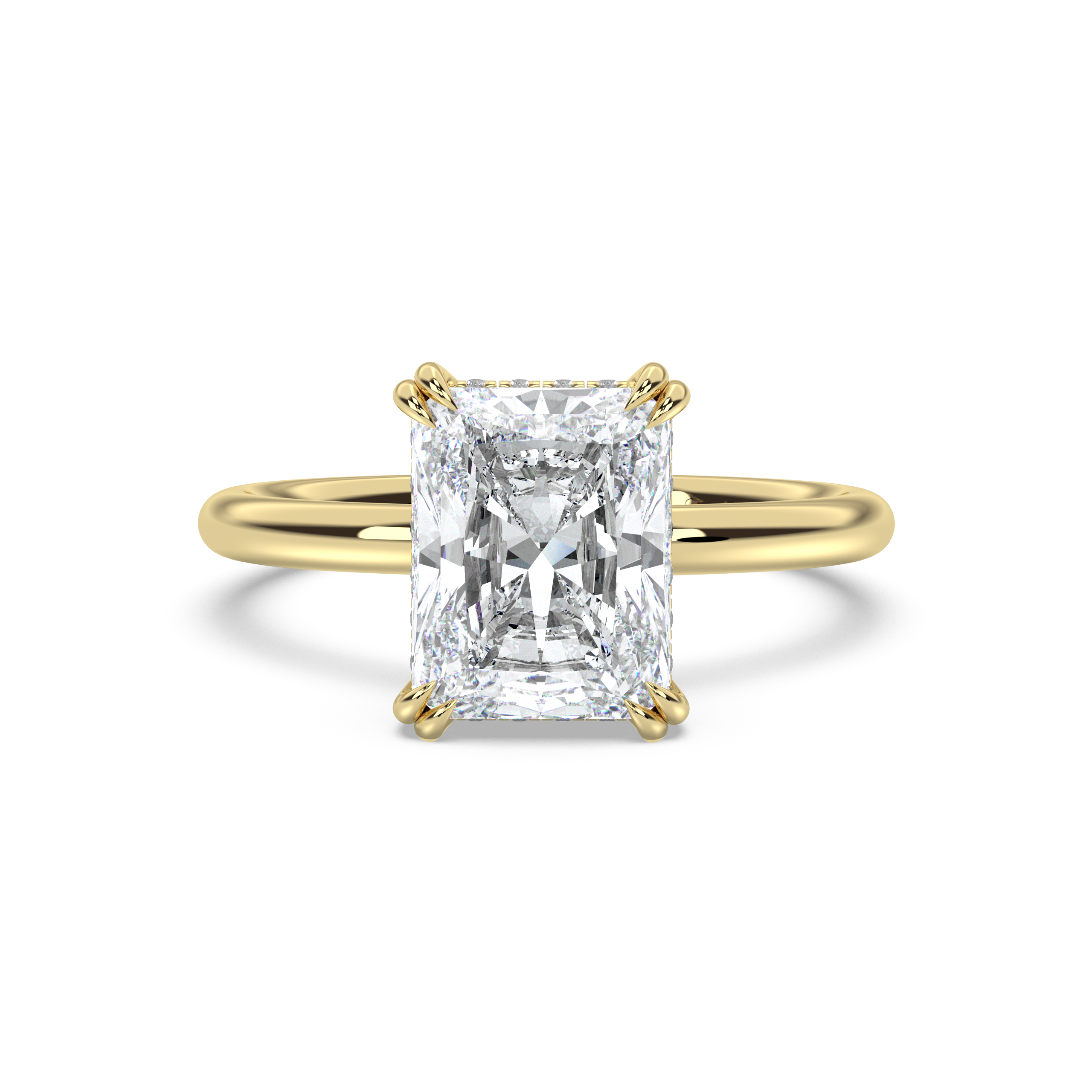 Classic Double Prong Hidden Halo Engagement Ring