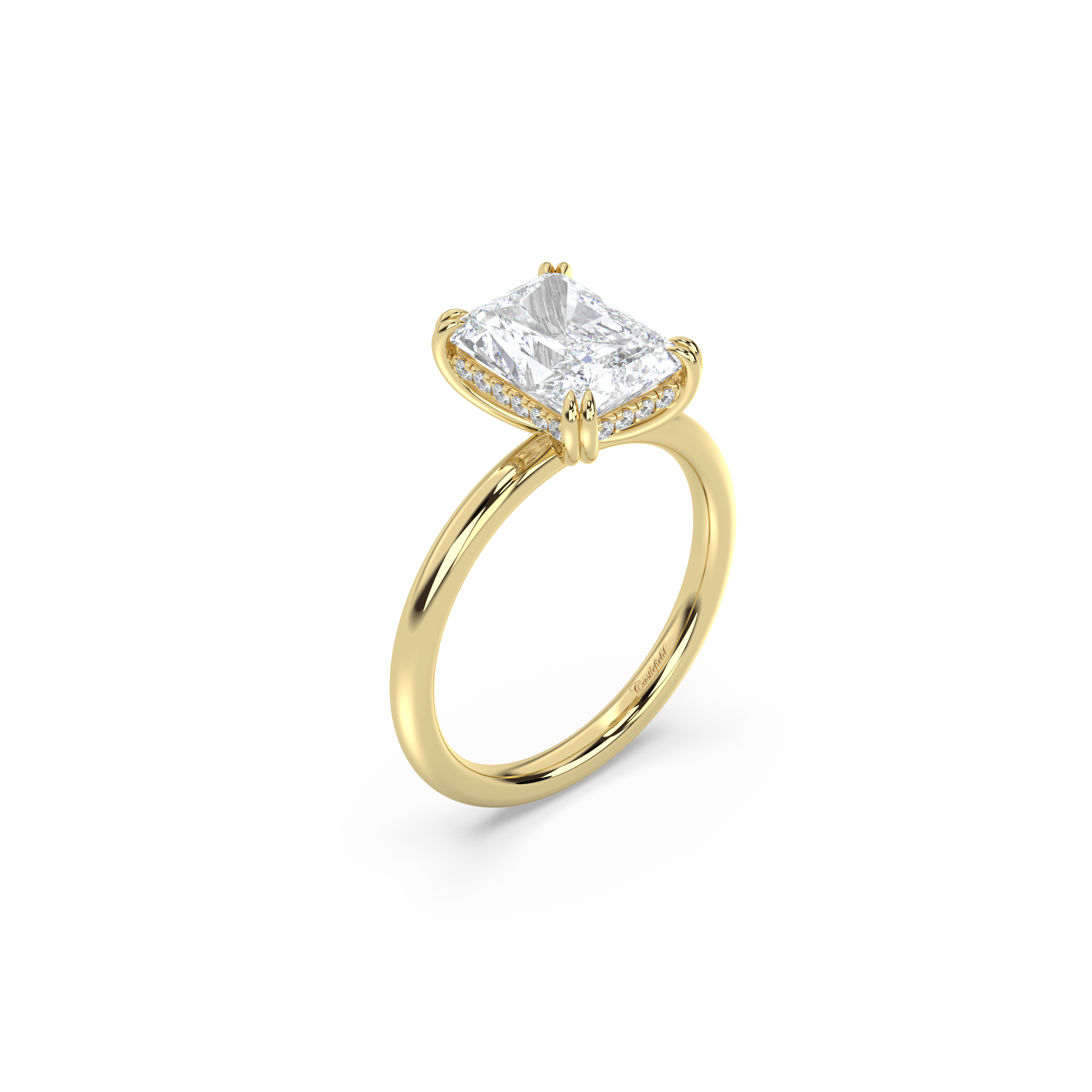 Classic Double Prong Hidden Halo Diamond Ring
