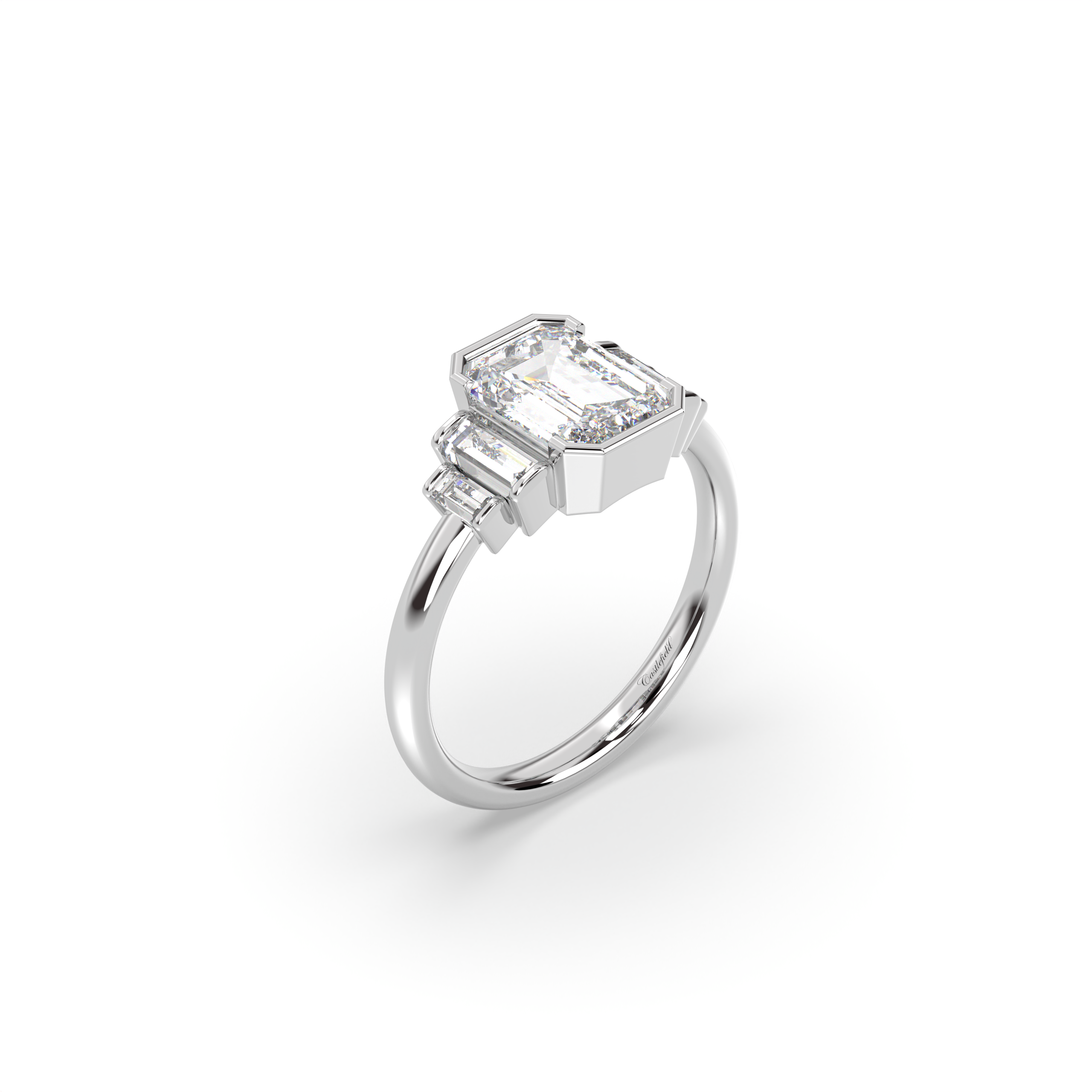 Five Stone Half Bezel Engagement Ring