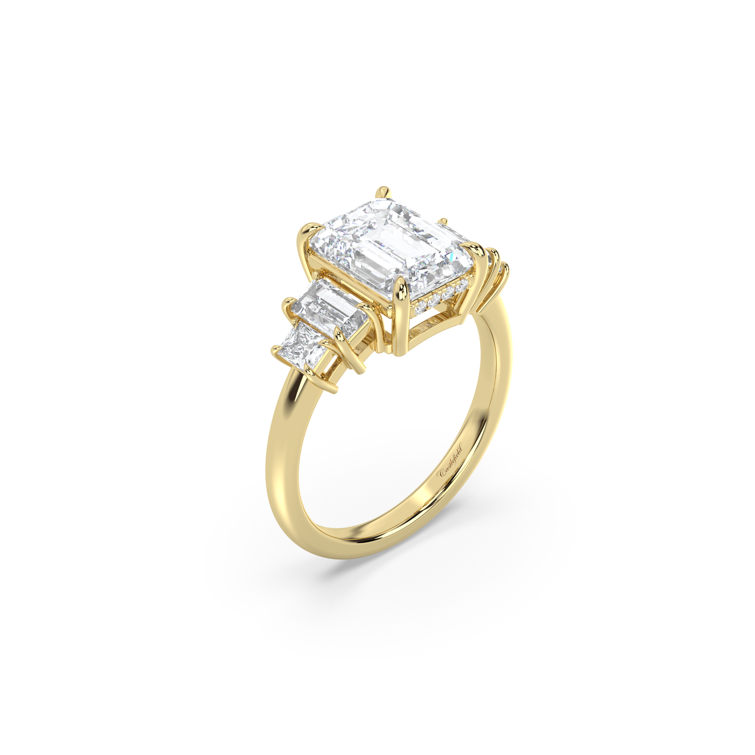 Five Stone Hidden Halo Diamond Ring