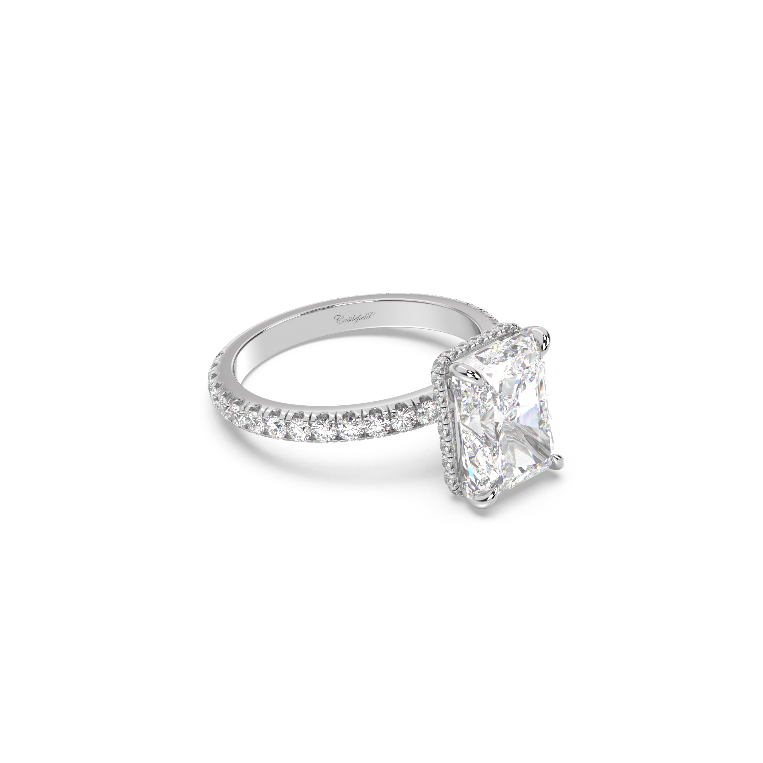 Classic Hidden Wrap and Pavé Band Diamond Ring Setting