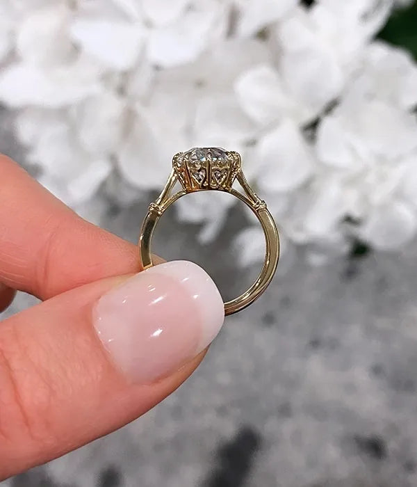 Signature Cathedral Petite Hearts Micro Pavé Diamond Ring