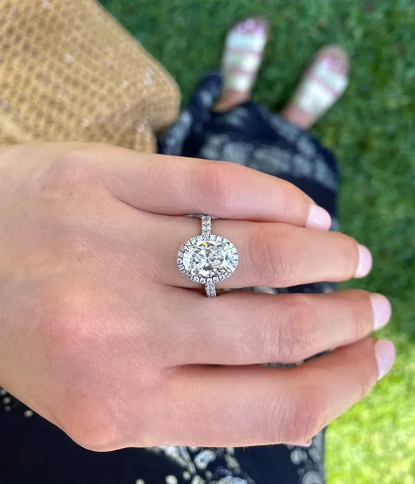 Classic Halo and Pavé Band Diamond Ring Setting