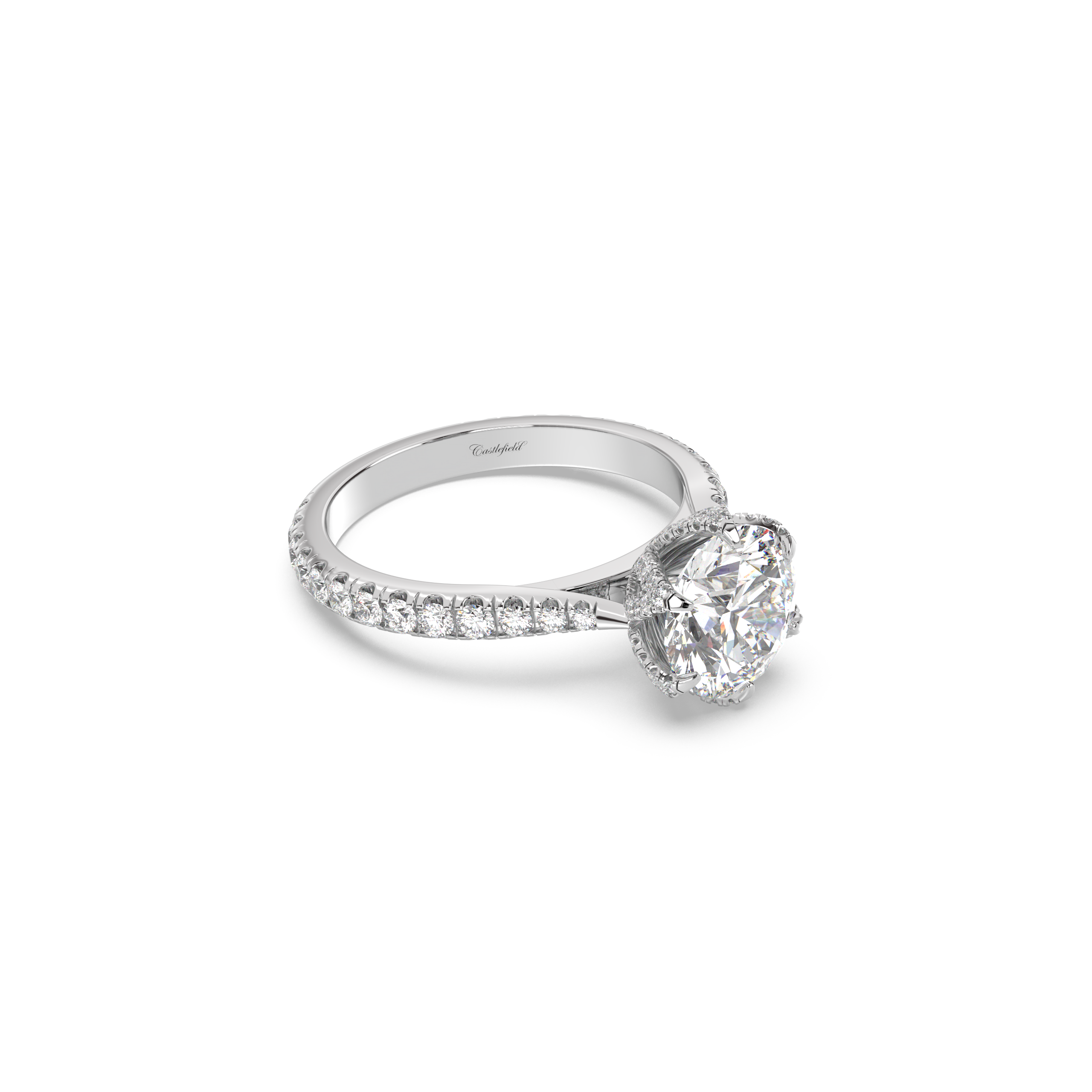 Cathedral Pavé Petal, Bridge and Band Diamond Ring