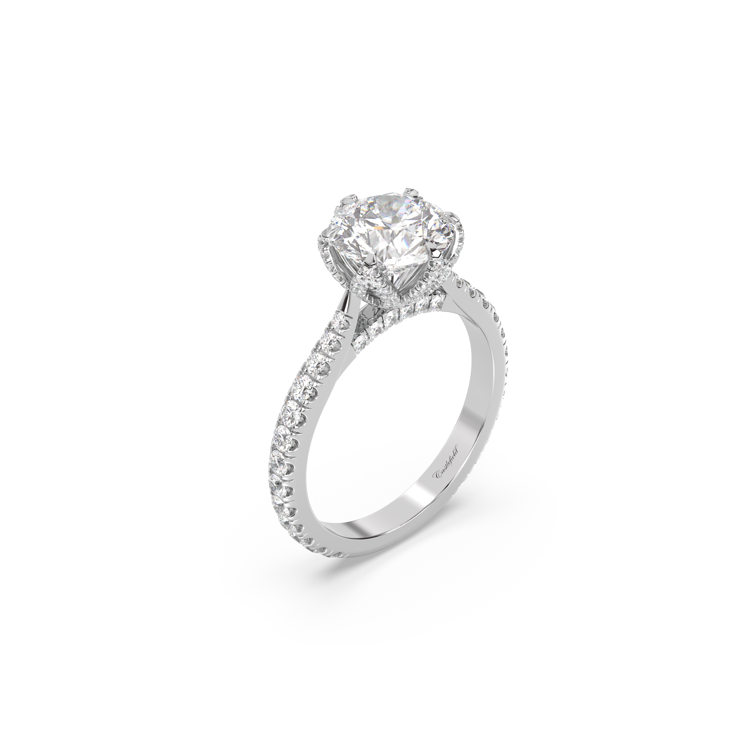 Cathedral Pavé Petal, Bridge and Band Diamond Ring