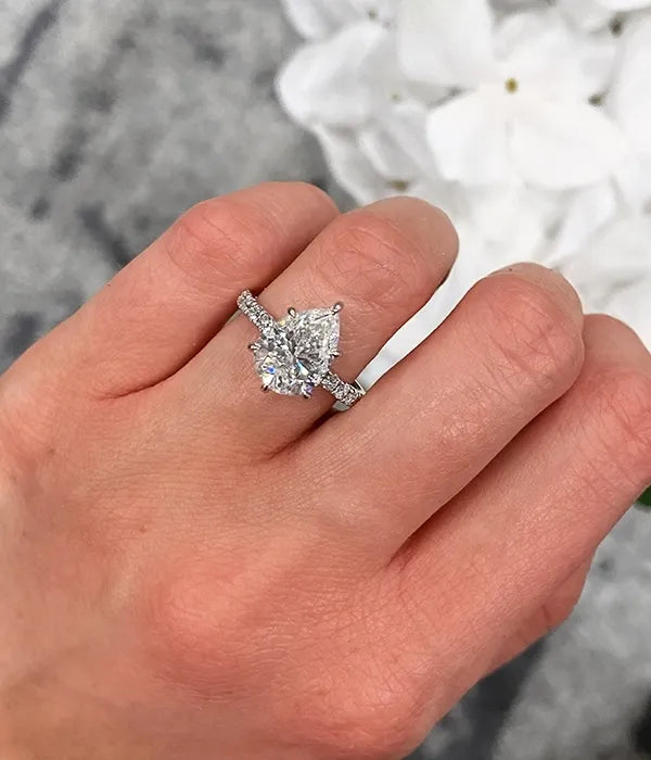 Classic Hidden Halo and Pavé Band Diamond Ring