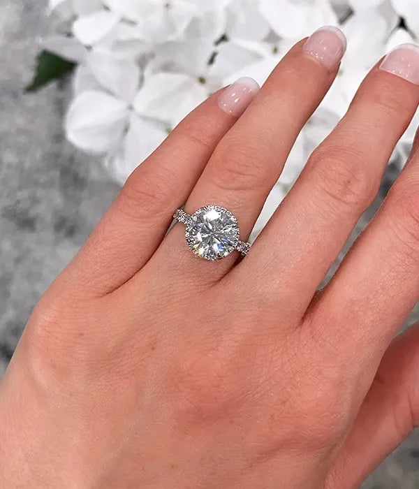 Classic Halo and Pavé Band Diamond Ring Setting