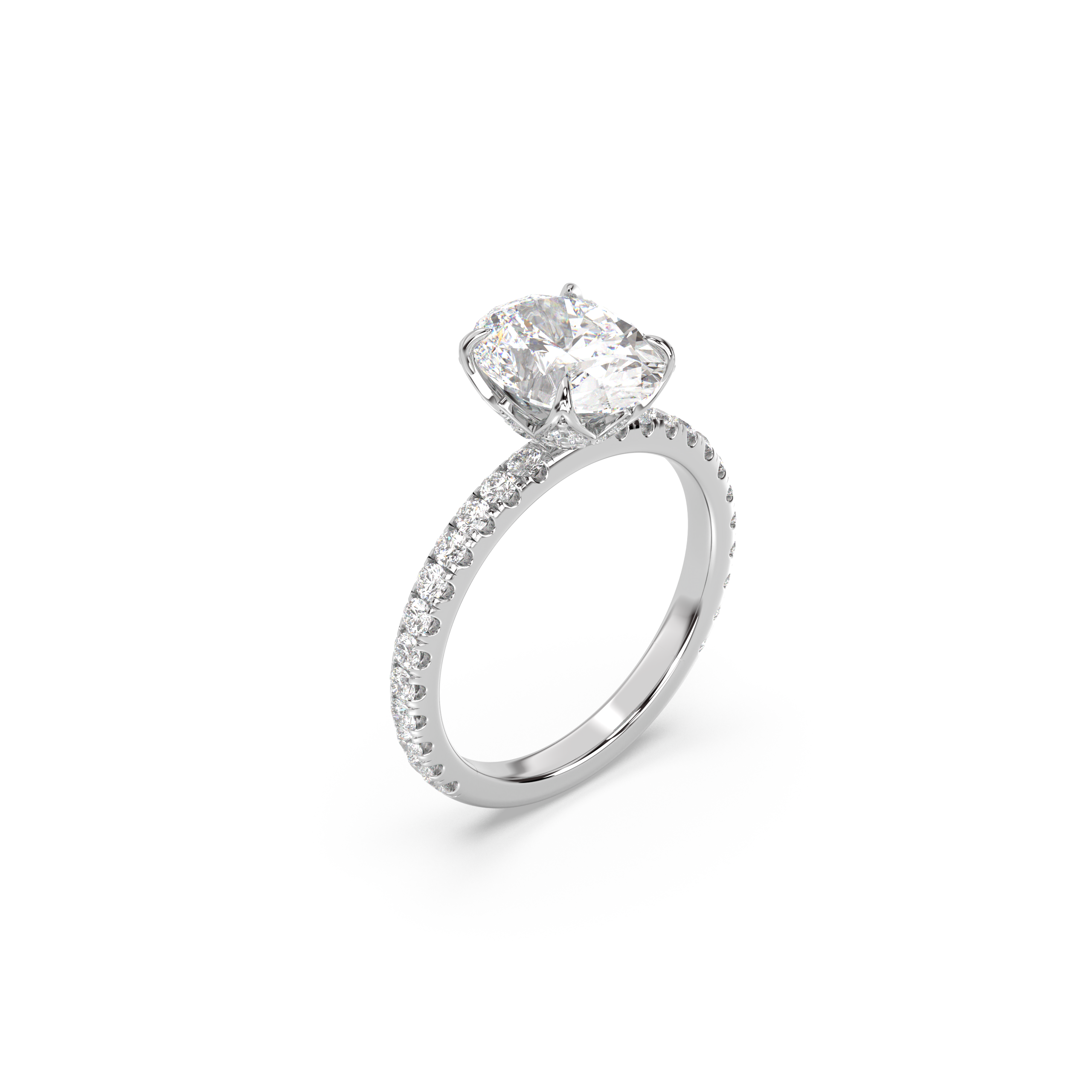 Secret Garden Pavé Band Moissanite Engagement Ring
