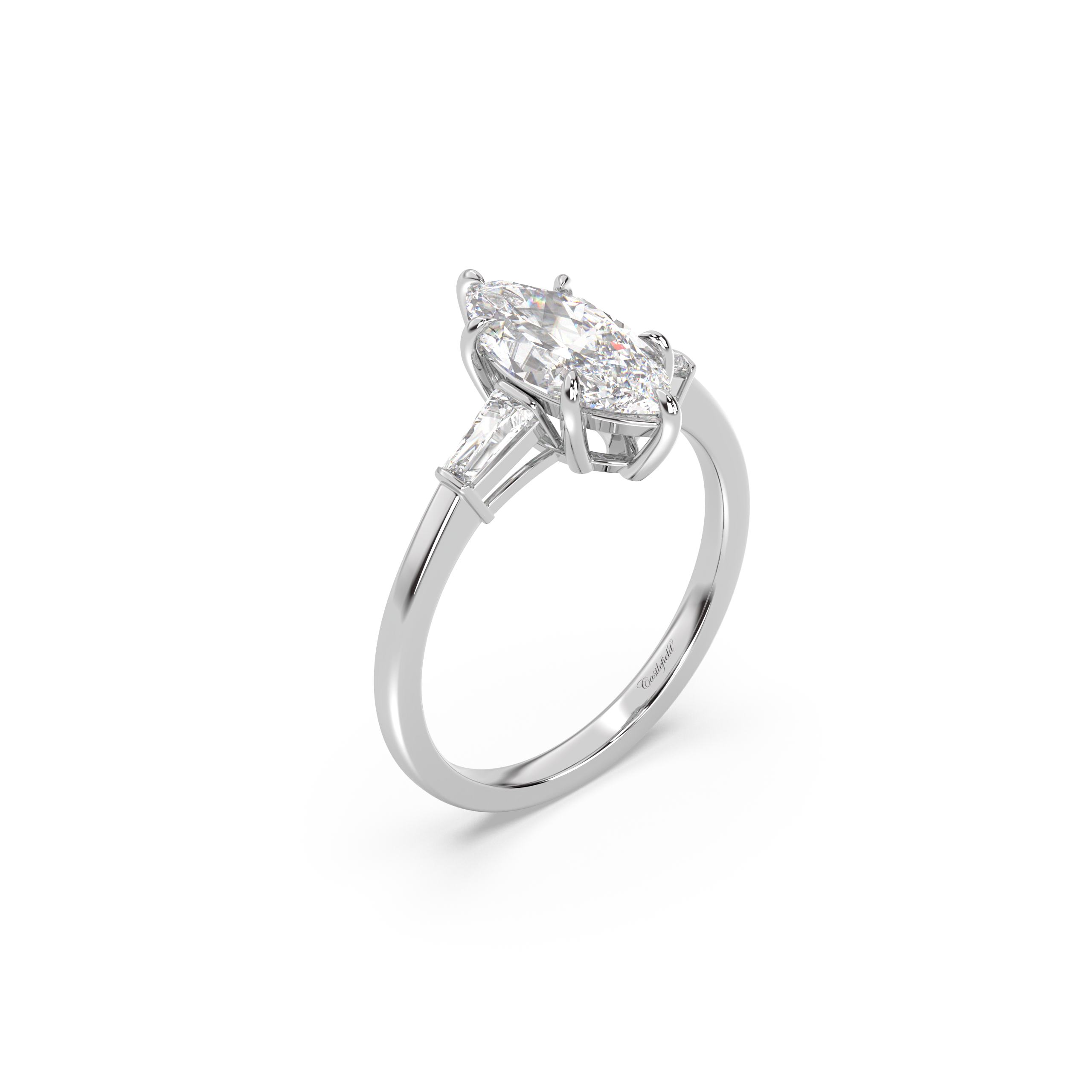 Three Stone Basket Diamond Ring