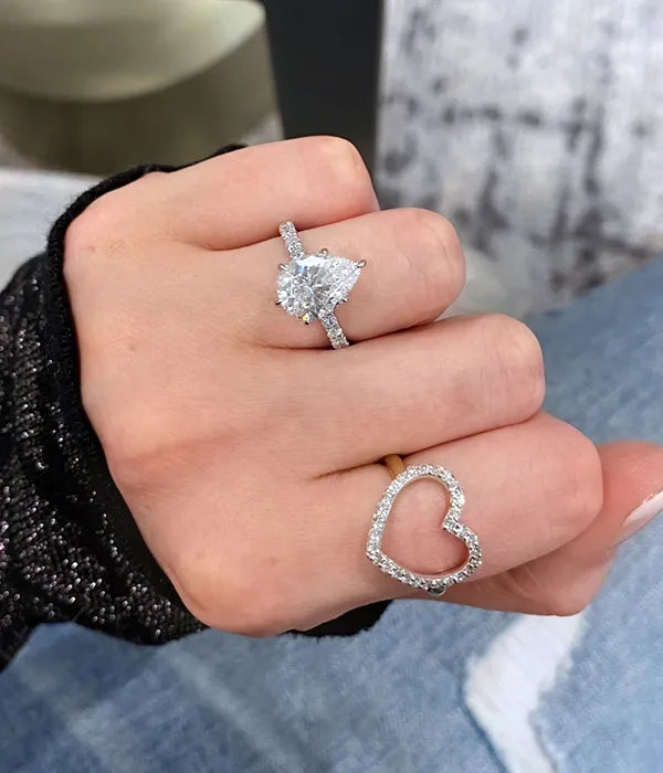 Classic Hidden Halo and Pavé Band Diamond Ring