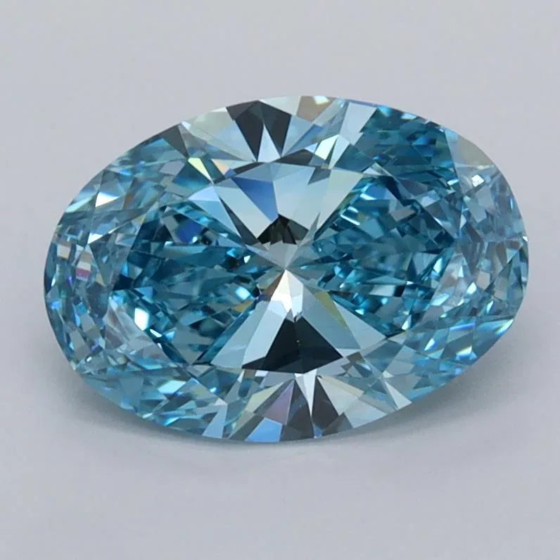 1.50ct Oval Lab Grown Diamond (Colour Fancy Vivid Blue, Clarity VVS2, IGI Certified)