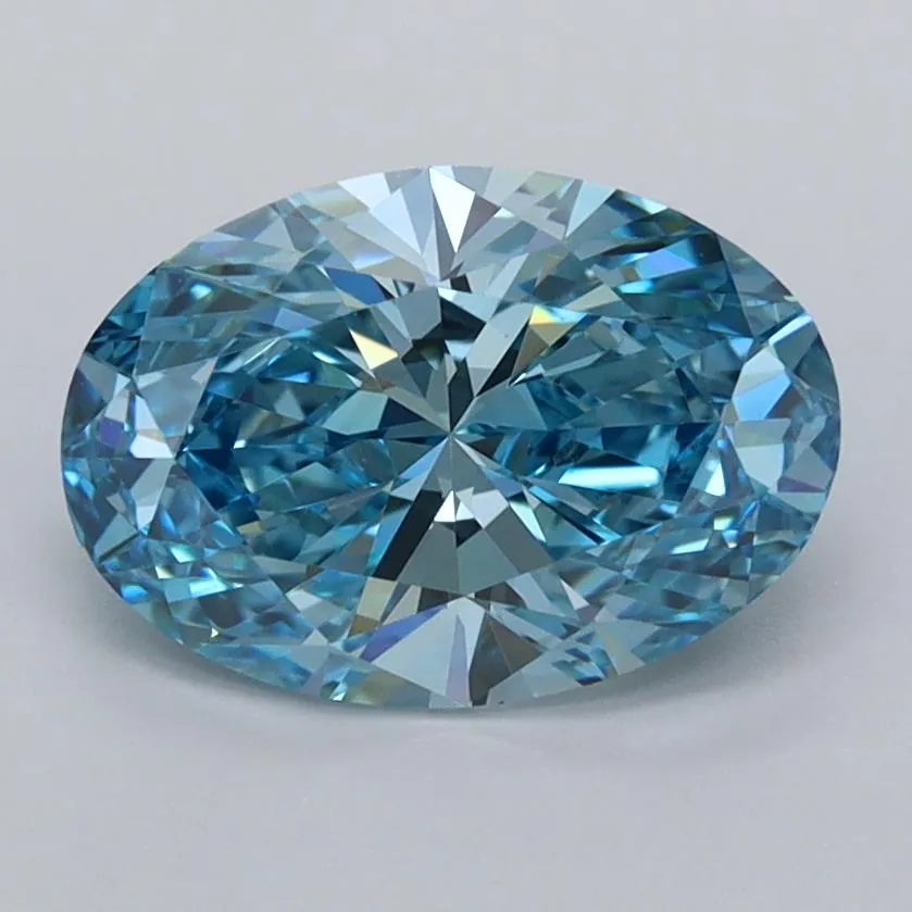 1.74ct Oval Lab Grown Diamond (Colour Fancy Vivid Blue, Clarity VVS2, IGI Certified)
