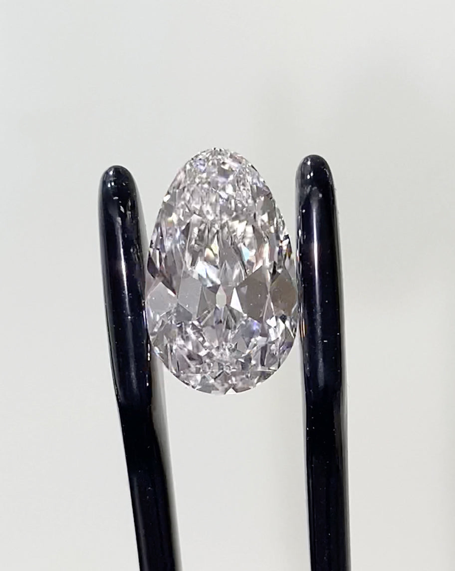 Antique Cut Pear Lab Diamond 3.13ct E VVS2