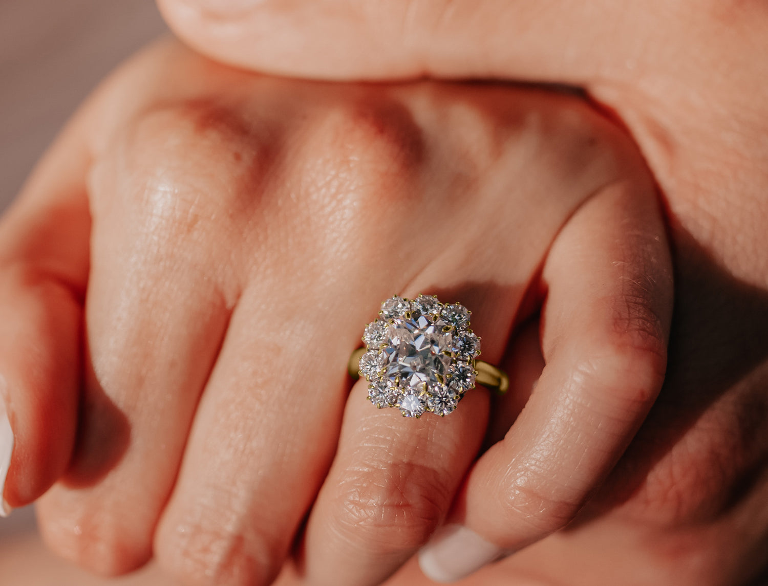 Antique Cluster Two-Tone Engagement Ring