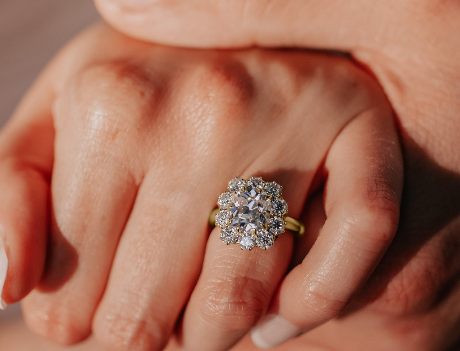 Antique Cluster Two-Tone Diamond Ring