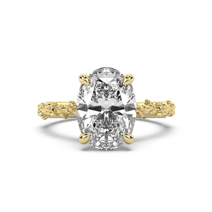 Intricate Floral Hidden Halo Diamond Engagement Ring Setting