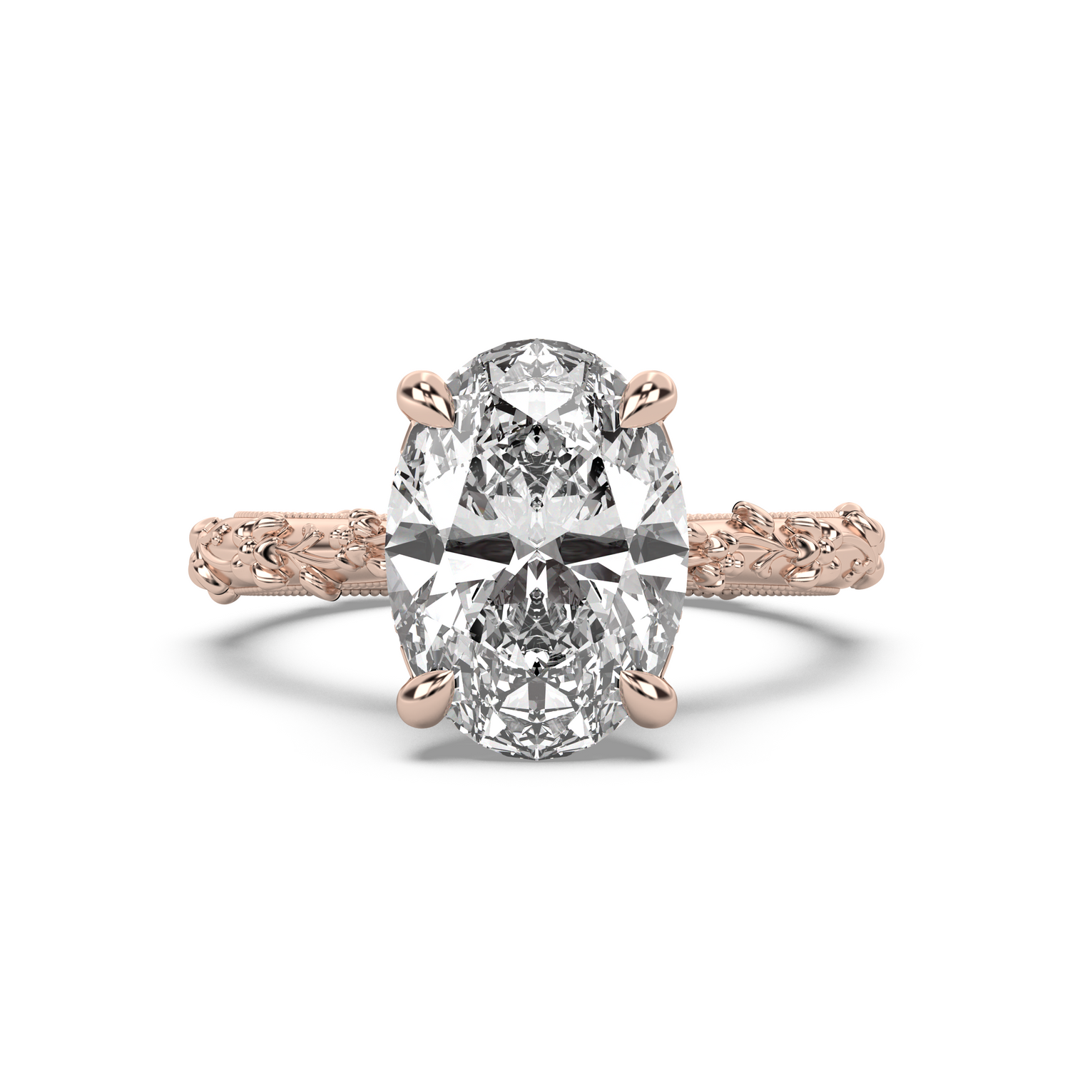 Intricate Floral Hidden Halo Diamond Engagement Ring Setting