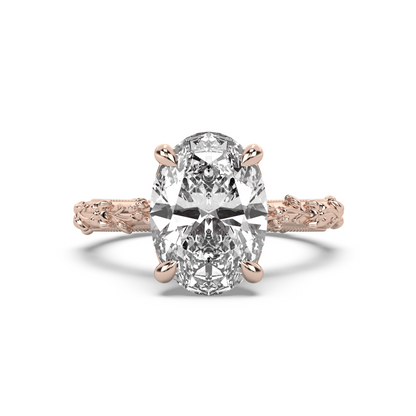 Intricate Floral Hidden Halo Diamond Engagement Ring Setting