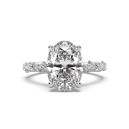 Intricate Floral Hidden Halo Diamond Engagement Ring Setting