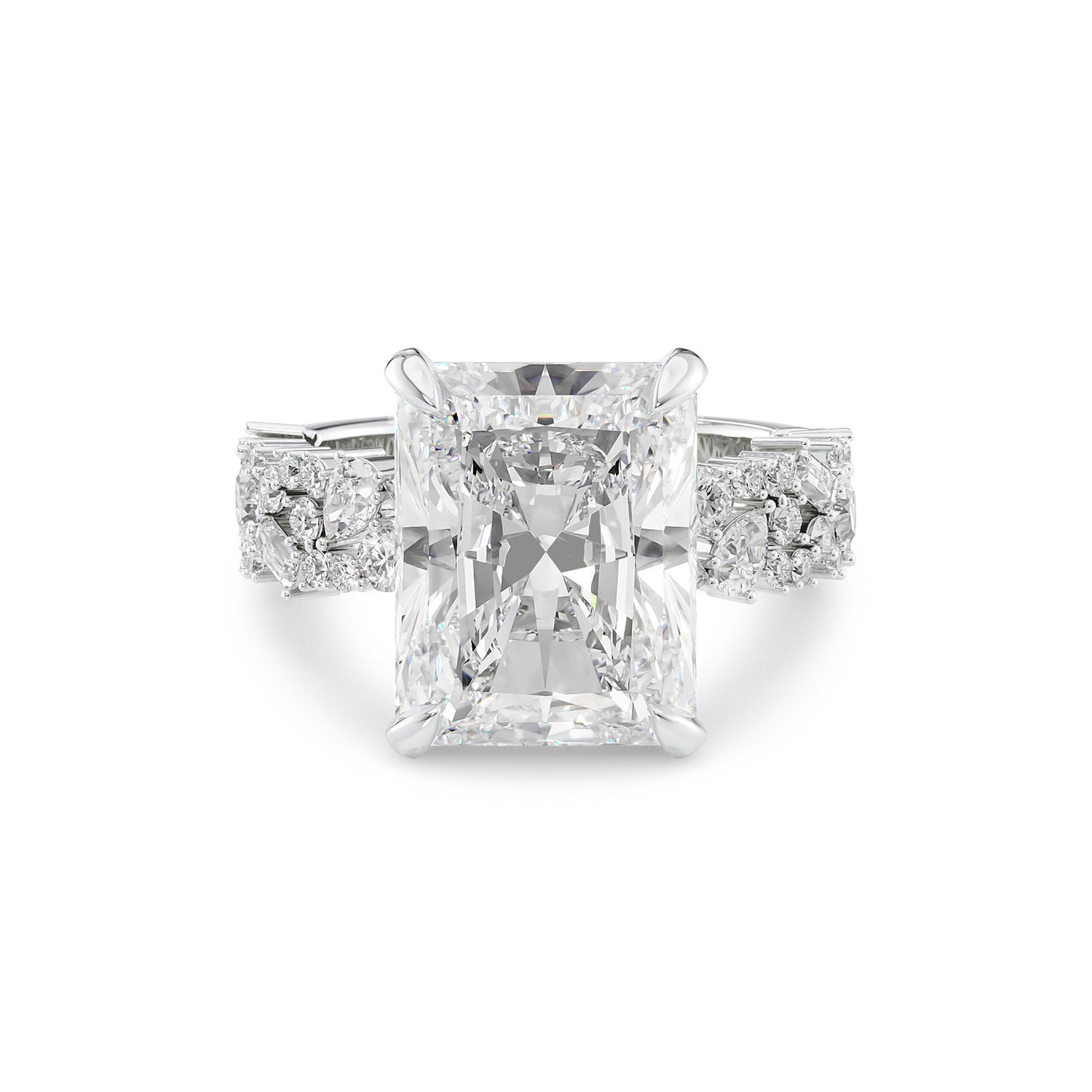 Mixed Shape Band Moissanite Engagement Ring