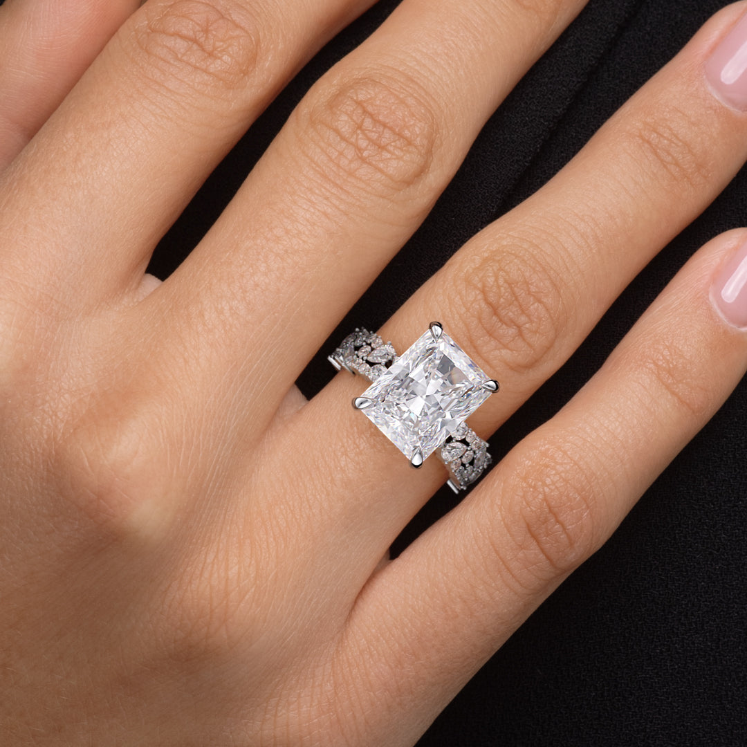 Mixed Shape Band Moissanite Engagement Ring