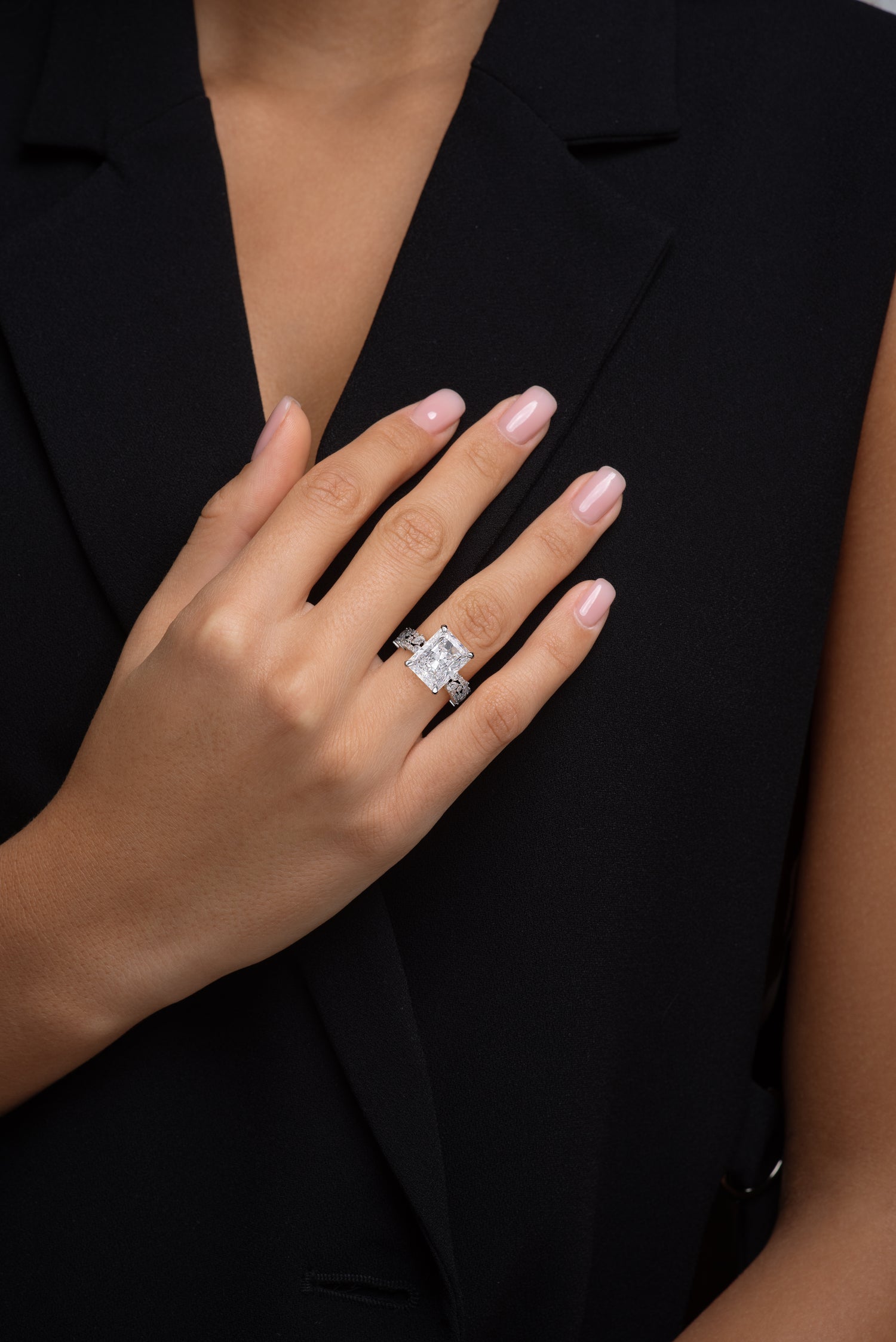 Mixed Shape Band Moissanite Engagement Ring
