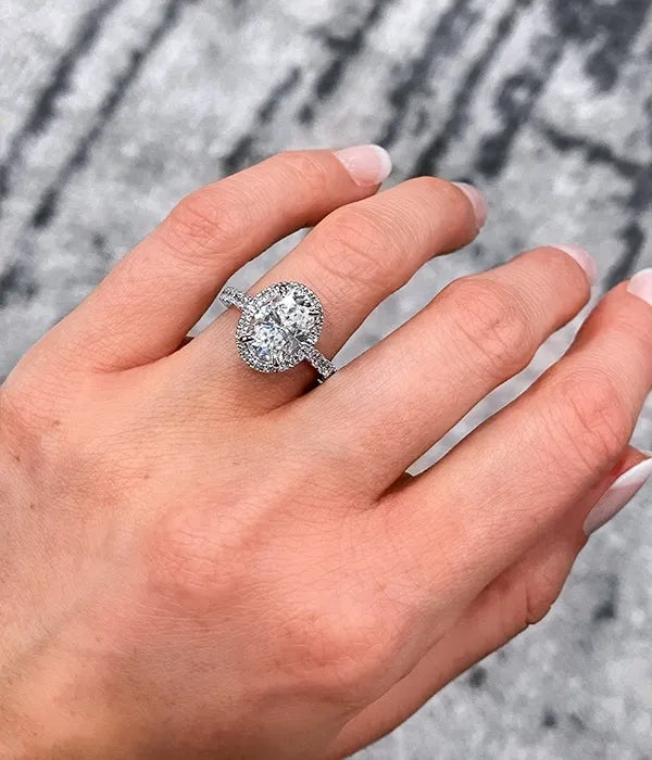 Classic Halo and Pavé Band Diamond Ring Setting